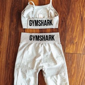 Gymshark grey matching size small bra and medium shorts